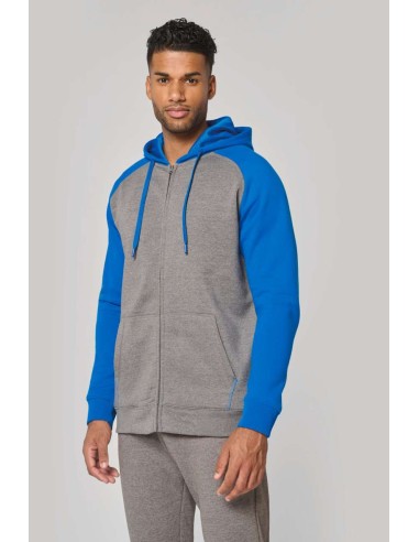 PRO-PA380-UNISEX TWO-TONE ZIPPED HOODED FLEECE JACKET